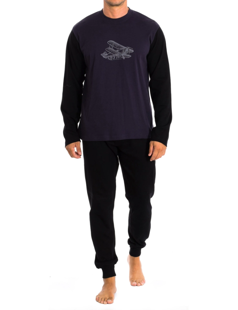 Kisses and Love - Pijama Manga Comprida Homem Navy e Preto