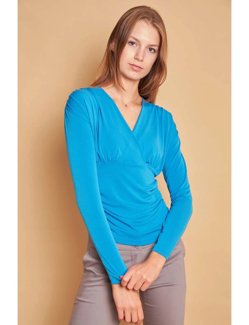 Bellevue - Camisa Manga Comprida Senhora Azul