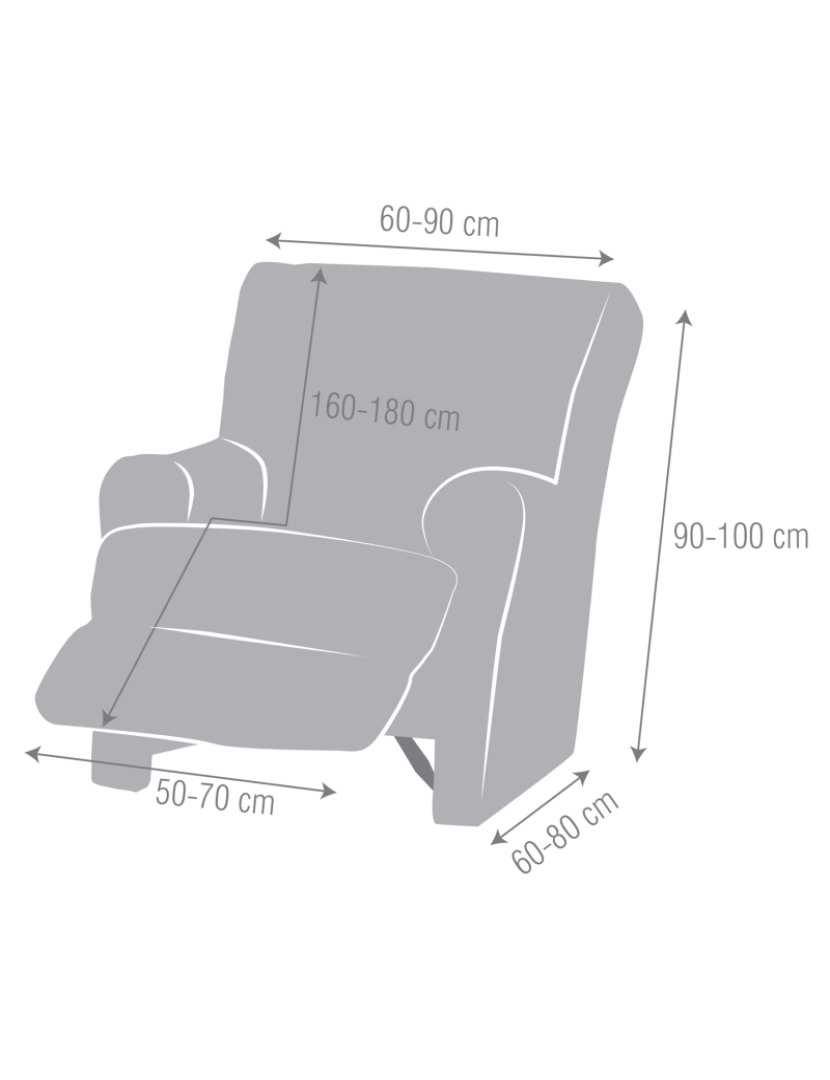 imagem de Capa para poltrona relax com apoio para pés Tavira - Cor 06 Cinza2