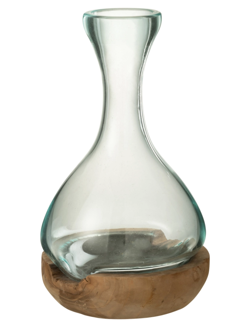 J-Line - J-Line Vase Bottle Gamal Madeira / Vidro Natural / Transparente Pequeno