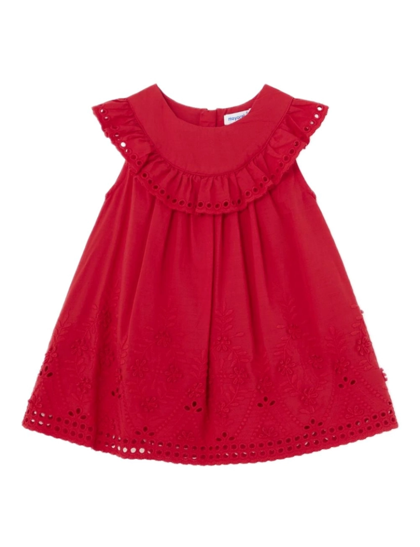 Mayoral - Vestido De Algodão Vermelho De Bebê Menina Mayoral 28272-6M (Tallas De 6 A 36)