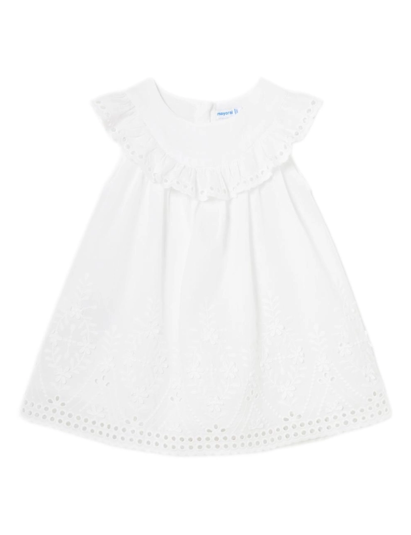 Mayoral - Vestido De Algodão Branco De Bebê Menina Mayoral 28273-6M (Tallas De 6 A 36)