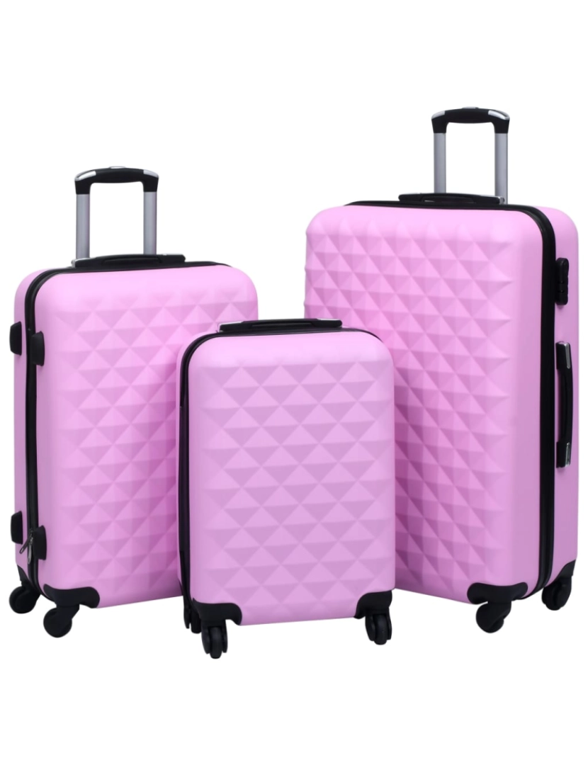 imagem de Conjunto de tróleis estojo rígido 3 pcs ABS rosa1