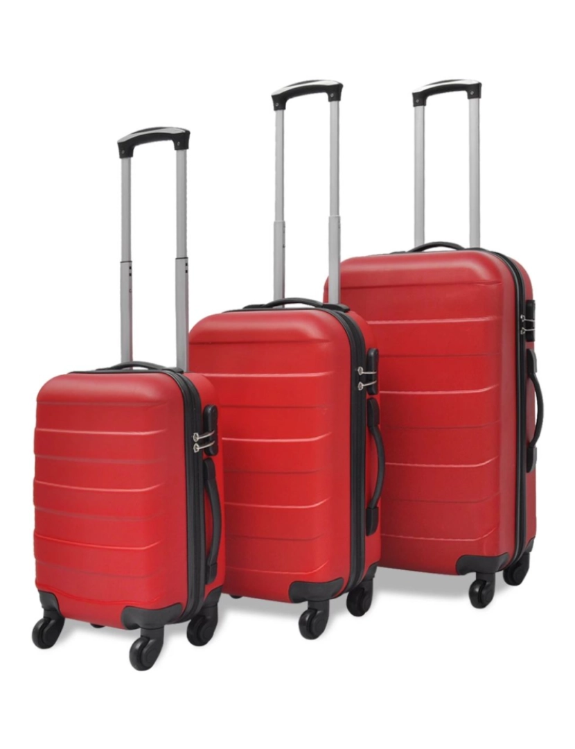 Vidaxl - Conjunto de três trolleys rígidos, vermelho