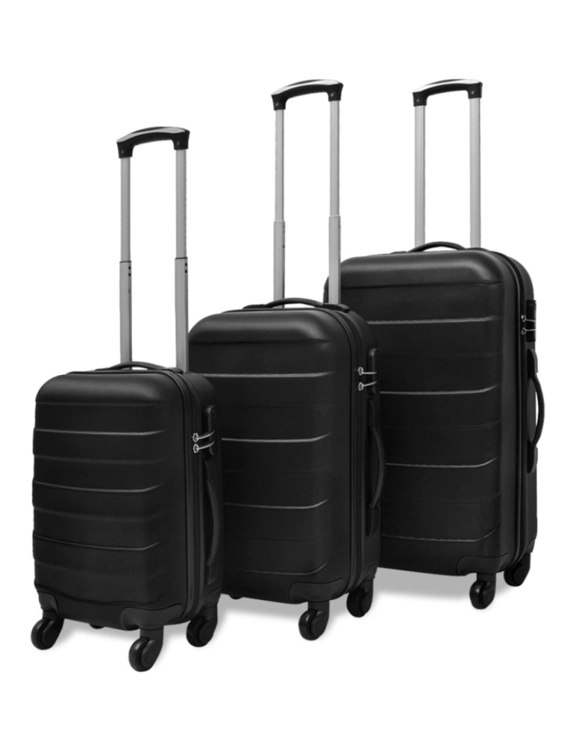 Vidaxl - Conjunto de três trolleys rígidos, preto