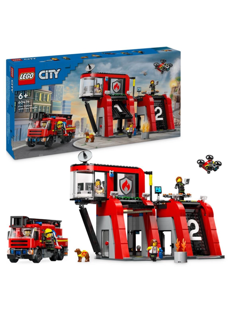 Lego - Lego City Quartel Dos Bombeiros Com Camião 60414