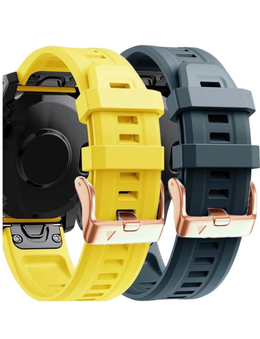 Antiimpacto! - Pack 2x bracelete Silicone fecho metal para Garmin Fenix 7S Amarelo e Azul escuro