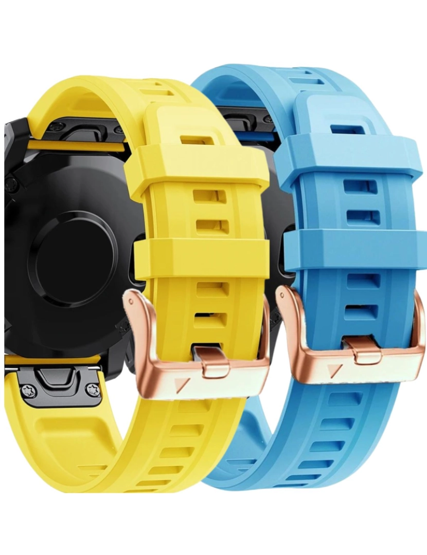 imagem de Pack 2x bracelete Silicone fecho metal para Garmin D2 Delta S Amarelo e Azul1