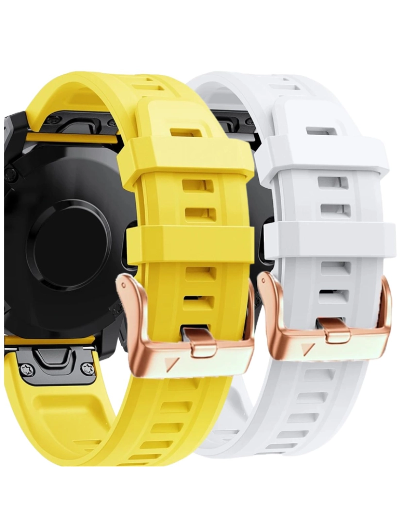 Antiimpacto! - Pack 2x bracelete Silicone fecho metal para Garmin Fenix 7S Pro Amarelo e Branco