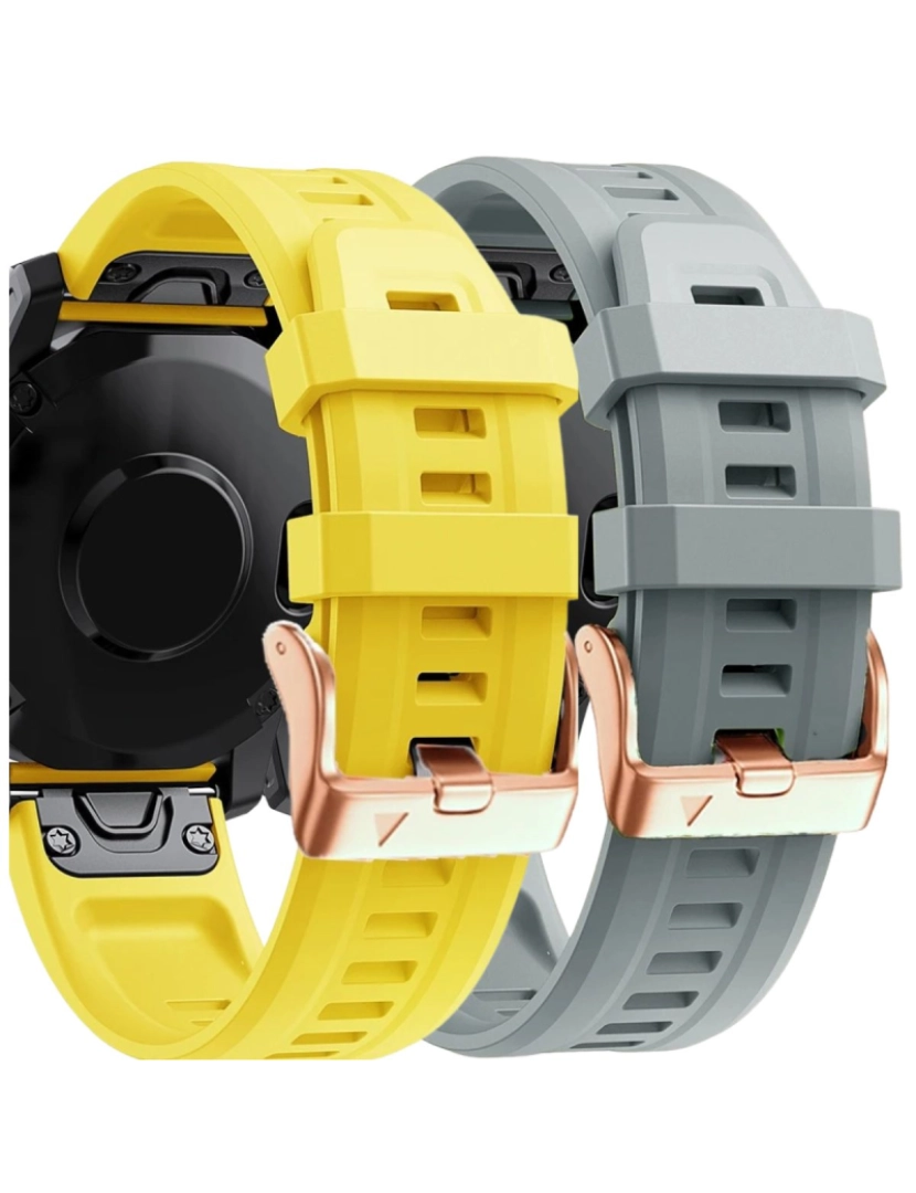 Antiimpacto! - Pack 2x bracelete Silicone fecho metal para Garmin Epix Pro 42mm (Gen 2) Amarelo e Cinzento