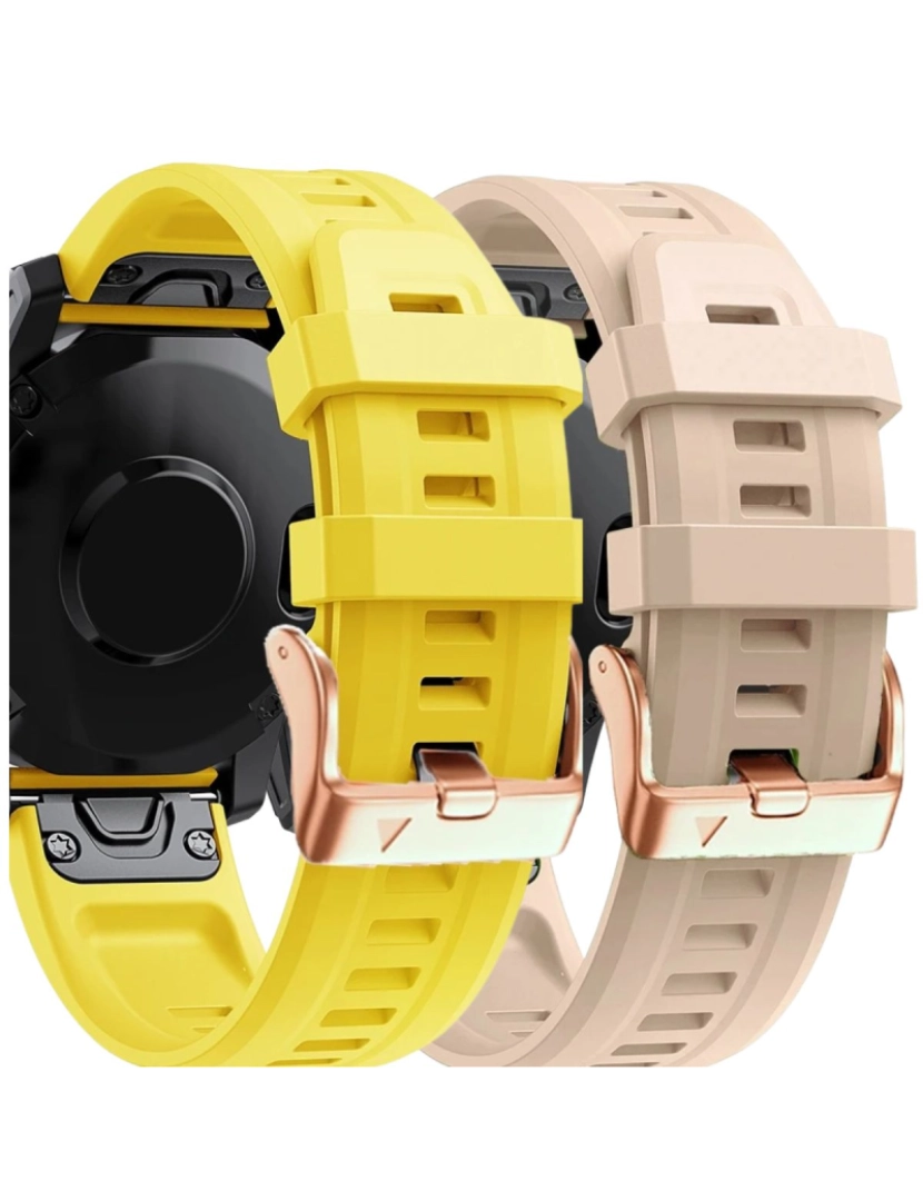 Antiimpacto! - Pack 2x bracelete Silicone fecho metal para Garmin Fenix 7S Amarelo e Damasco