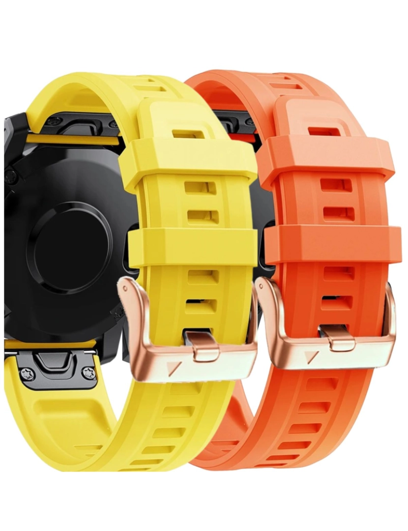 Antiimpacto! - Pack 2x bracelete Silicone fecho metal para Garmin Epix Pro 42mm (Gen 2) Amarelo e Laranja