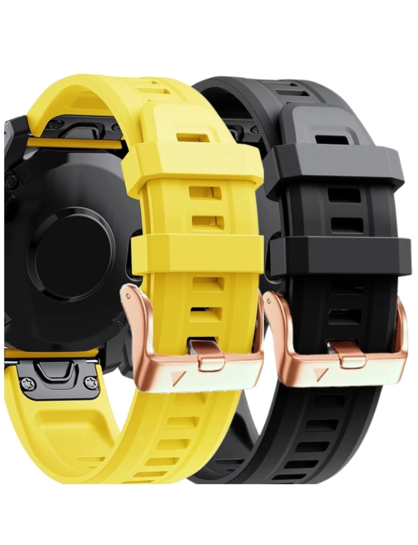 Antiimpacto! - Pack 2x bracelete Silicone fecho metal para Garmin Fenix 7S Amarelo e Preto