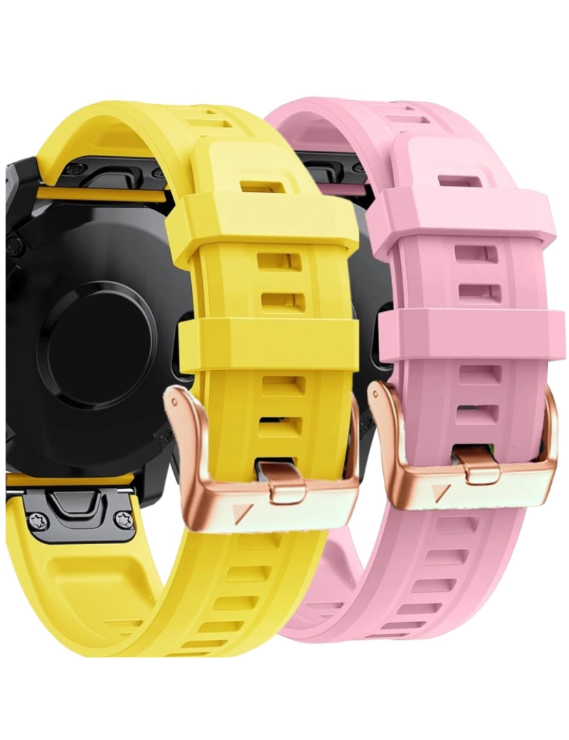 Antiimpacto! - Pack 2x bracelete Silicone fecho metal para Garmin Epix Pro 42mm (Gen 2) Amarelo e Rosa