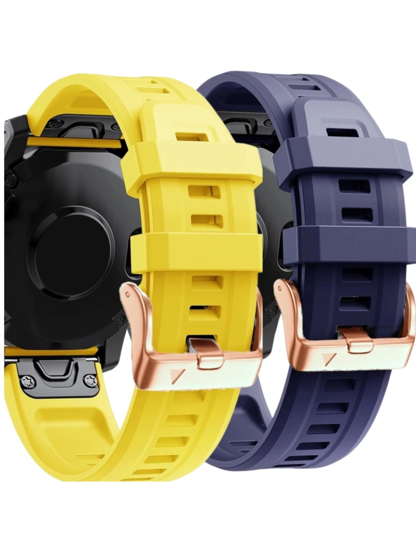 Antiimpacto! - Pack 2x bracelete Silicone fecho metal para Garmin Fenix 7S Pro Amarelo e Roxo