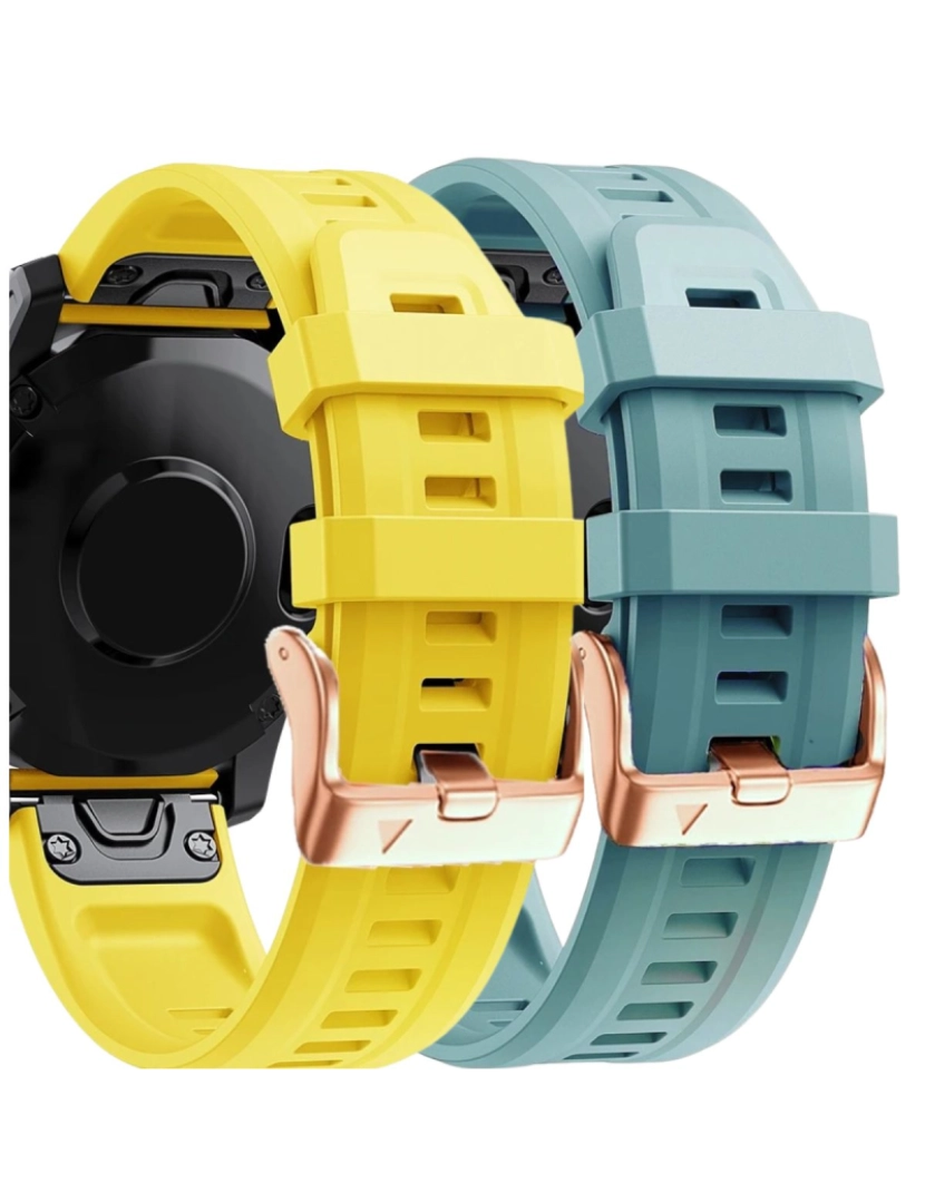 Antiimpacto! - Pack 2x bracelete Silicone fecho metal para Garmin Fenix 7S Amarelo e Turquesa