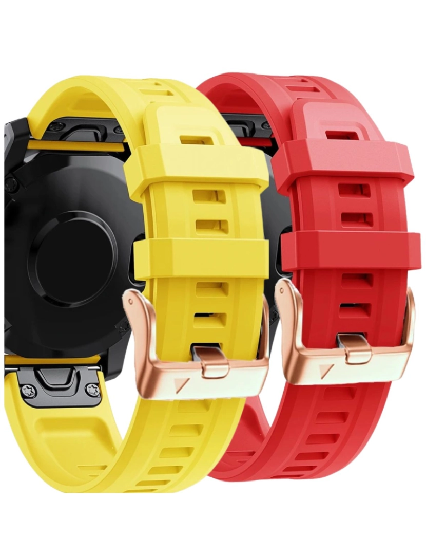 Antiimpacto! - Pack 2x bracelete Silicone fecho metal para Garmin Fenix 7S Amarelo e Vermelho