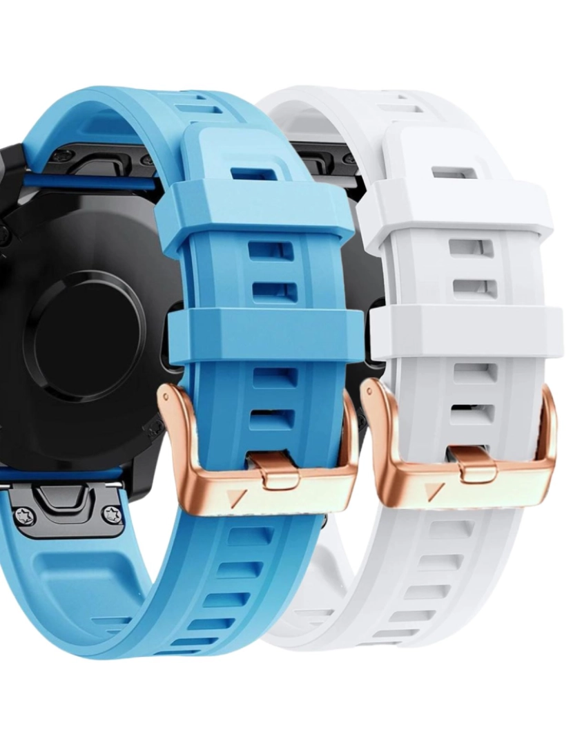 Antiimpacto! - Pack 2x bracelete Silicone fecho metal para Garmin Fenix 7S Pro Azul e Branco