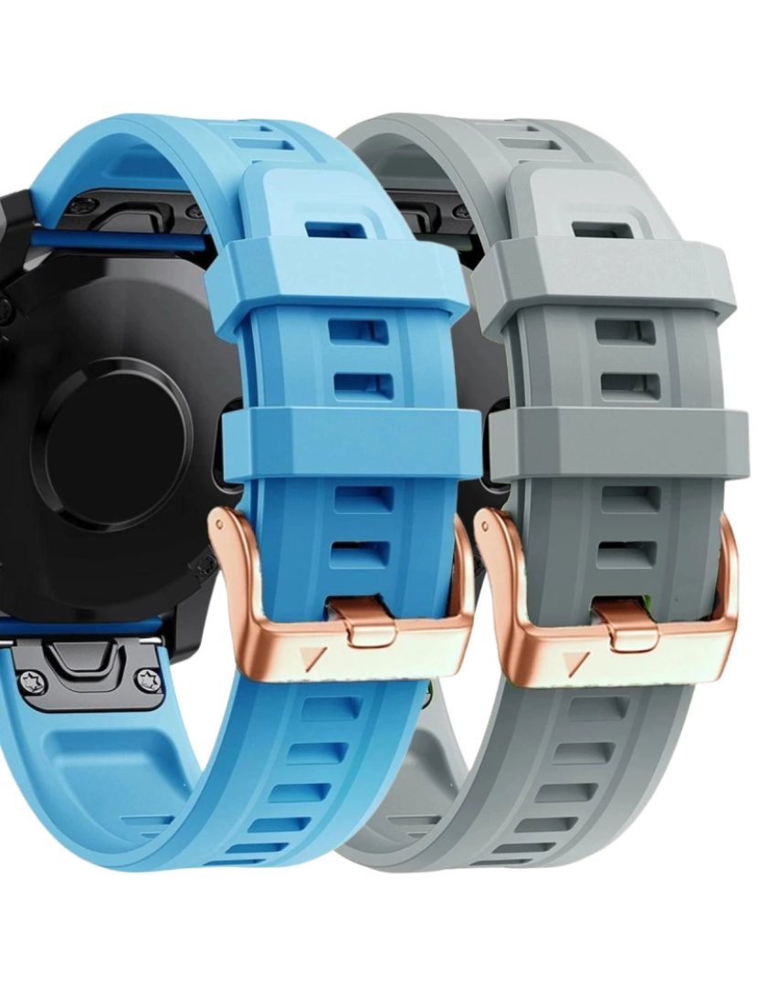 Antiimpacto! - Pack 2x bracelete Silicone fecho metal para Garmin Fenix 7S Azul e Cinzento