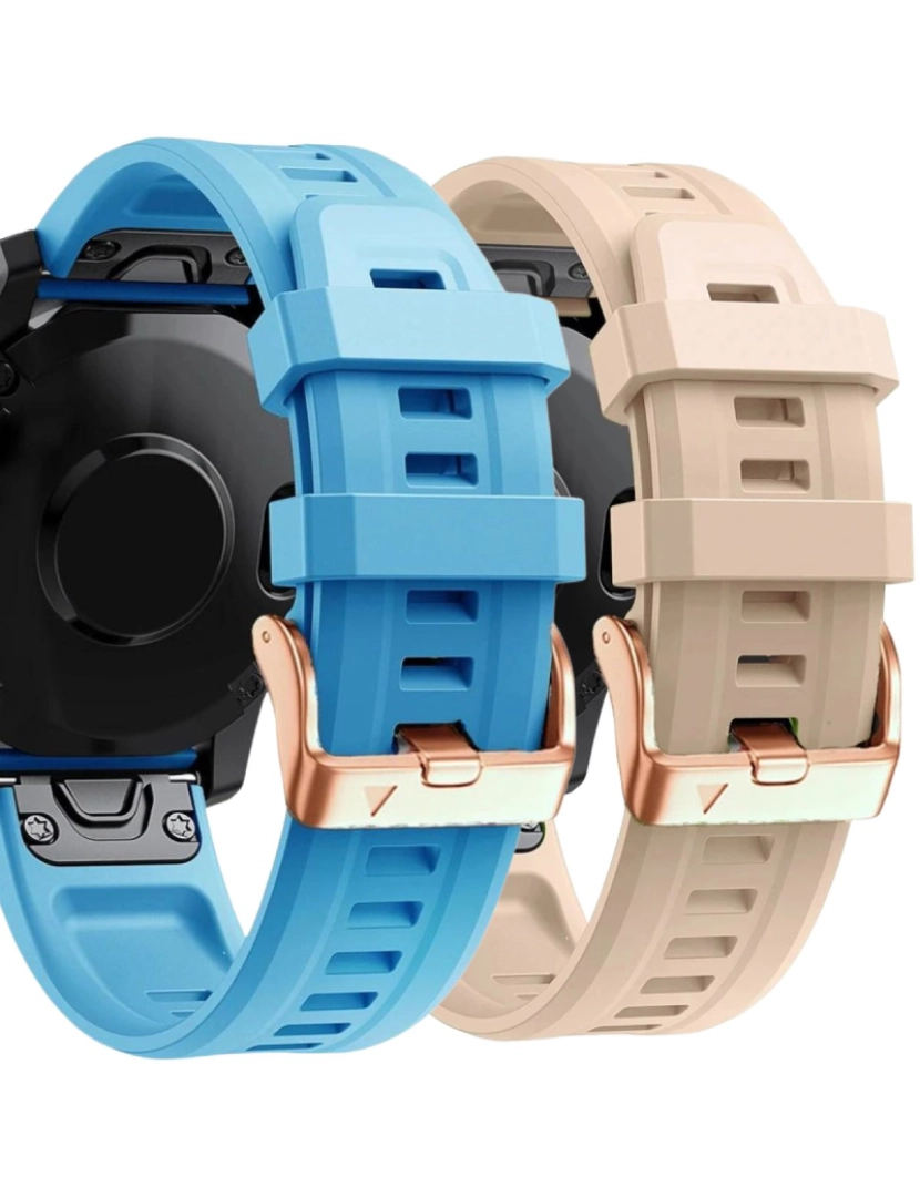 Antiimpacto! - Pack 2x bracelete Silicone fecho metal para Garmin Fenix 7S Azul e Damasco