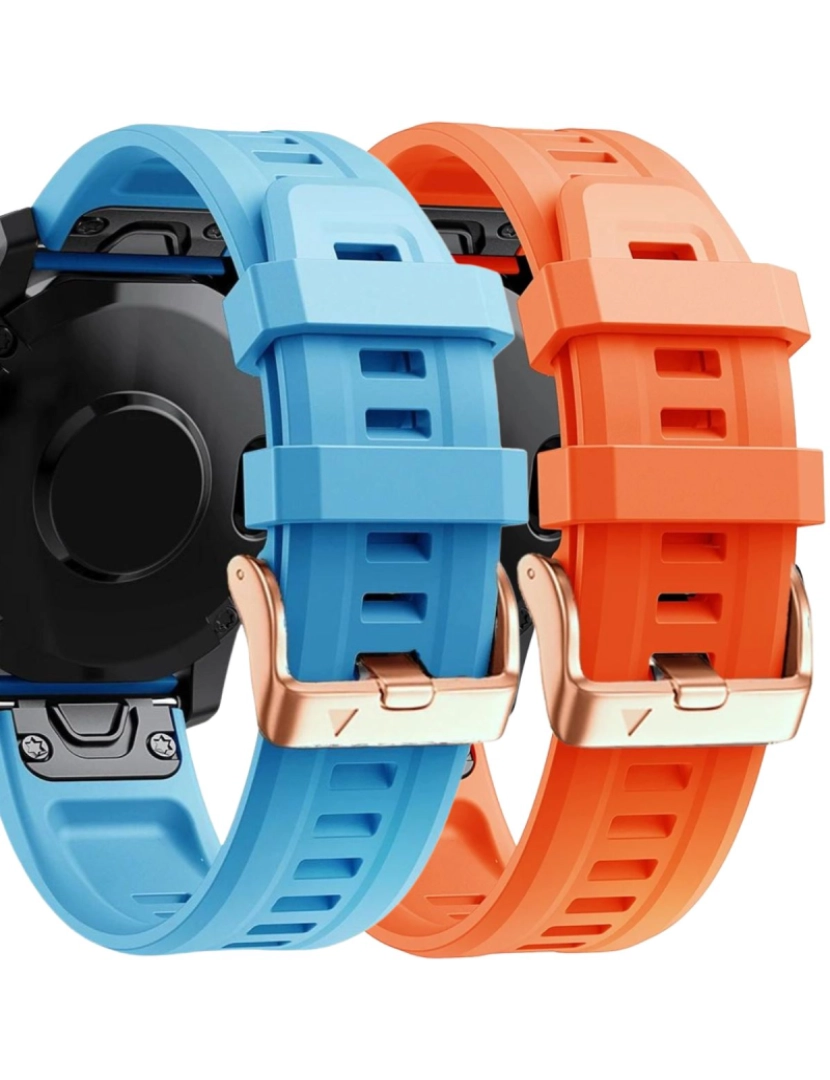 Antiimpacto! - Pack 2x bracelete Silicone fecho metal para Garmin Fenix 7S Azul e Laranja