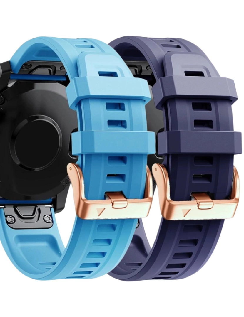 Antiimpacto! - Pack 2x bracelete Silicone fecho metal para Garmin Fenix 7S Pro Azul e Roxo