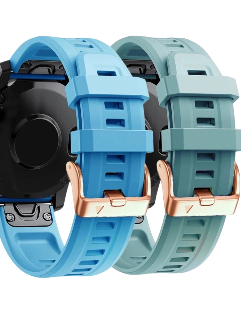 Antiimpacto! - Pack 2x bracelete Silicone fecho metal para Garmin Fenix 7S Azul e Turquesa