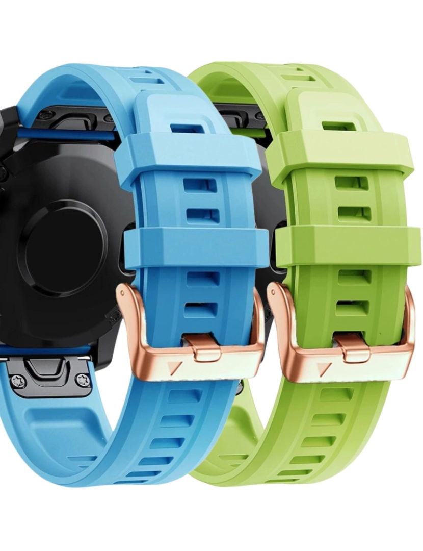 Antiimpacto! - Pack 2x bracelete Silicone fecho metal para Garmin Fenix 7S Azul e Verde