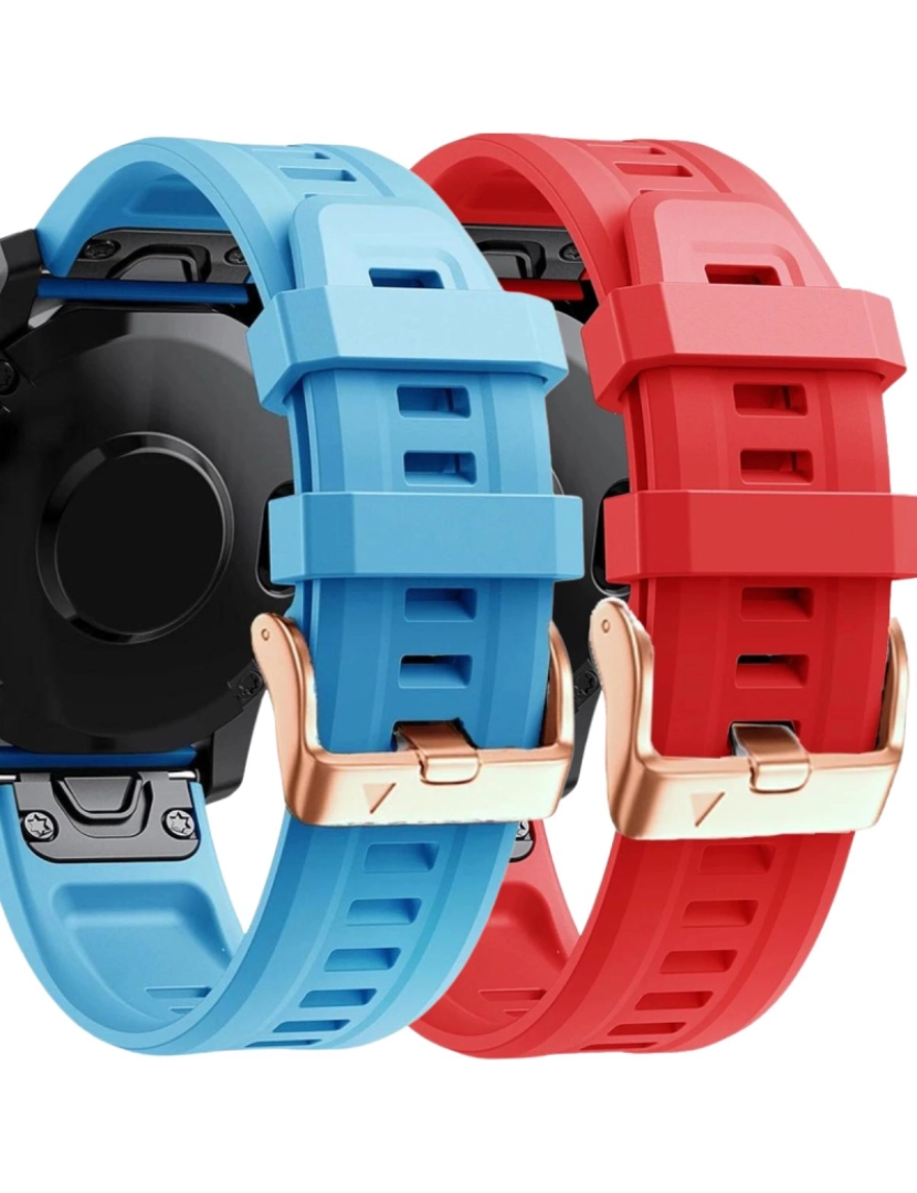 Antiimpacto! - Pack 2x bracelete Silicone fecho metal para Garmin Fenix 7S Pro Azul e Vermelho