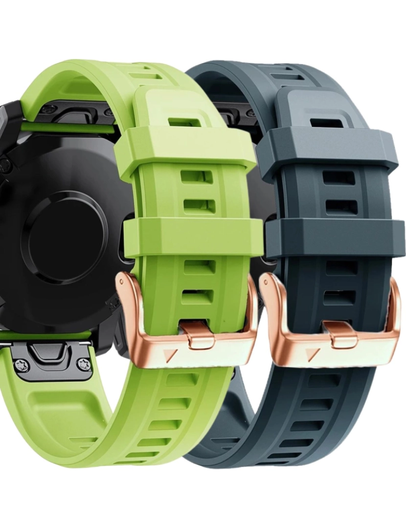 Antiimpacto! - Pack 2x bracelete Silicone fecho metal para Garmin Fenix 7S Pro Verde e Azul escuro