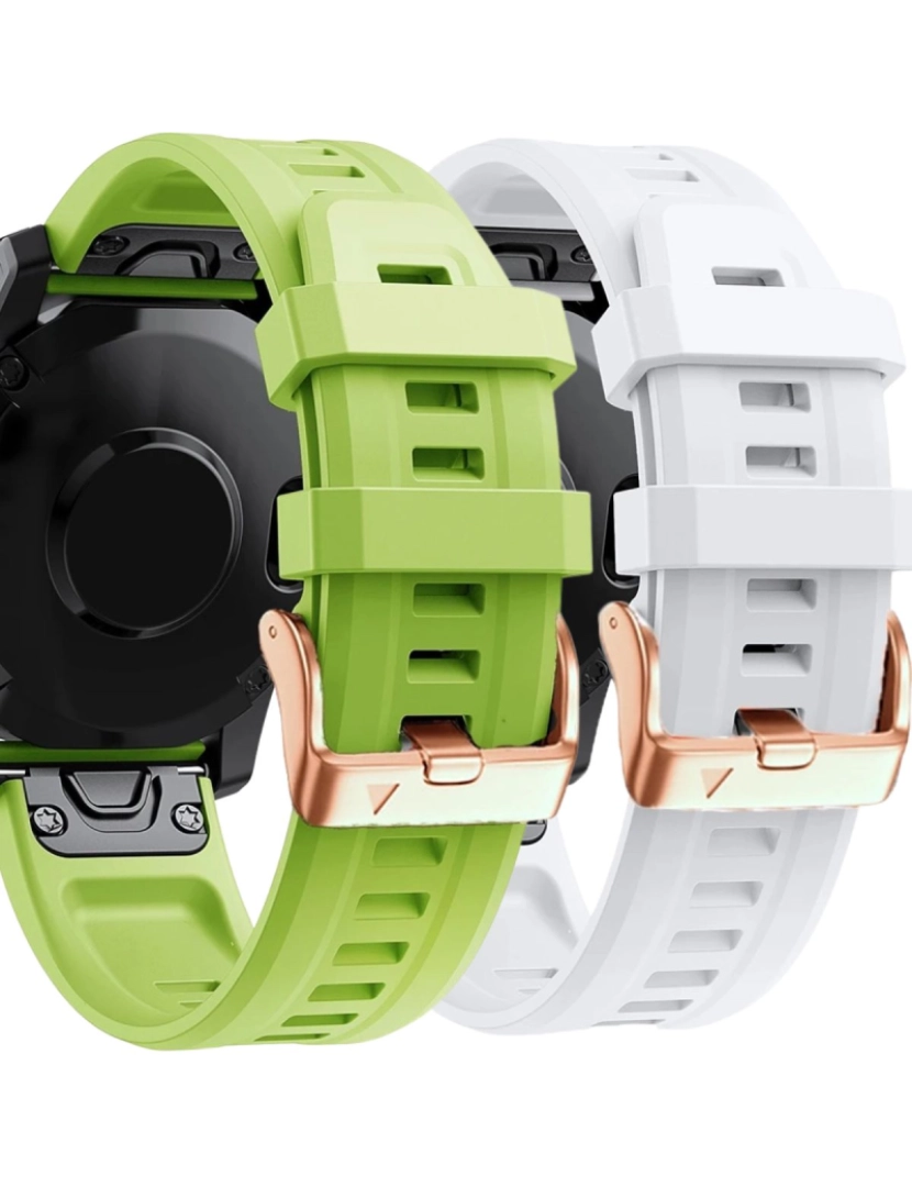 Antiimpacto! - Pack 2x bracelete Silicone fecho metal para Garmin Fenix 7S Verde e Branco