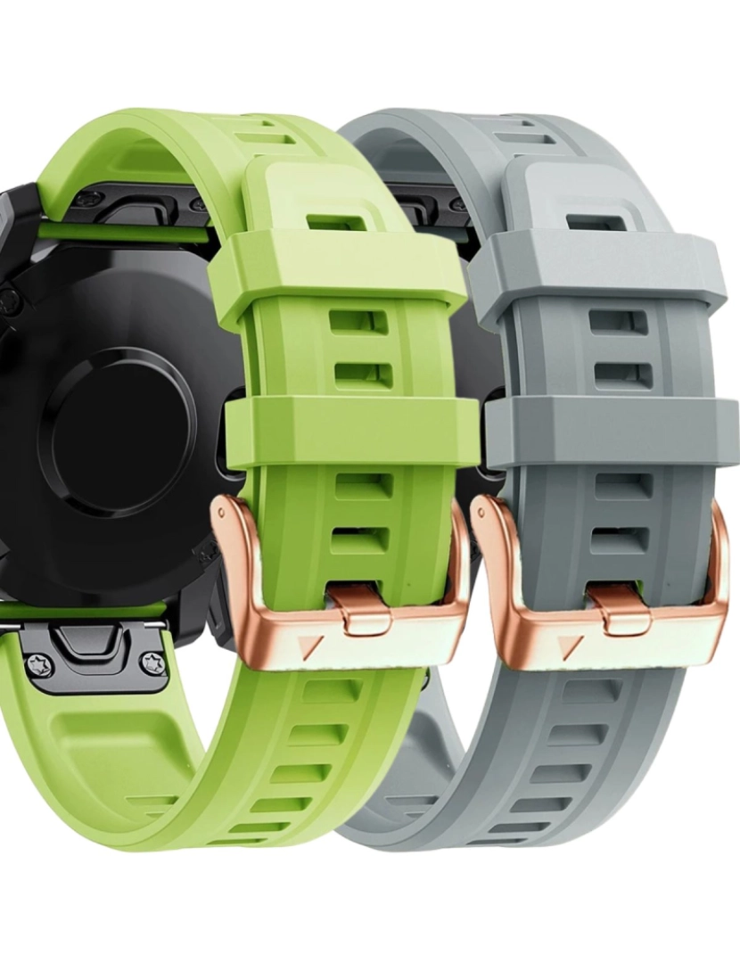 Antiimpacto! - Pack 2x bracelete Silicone fecho metal para Garmin Fenix 7S Verde e Cinzento