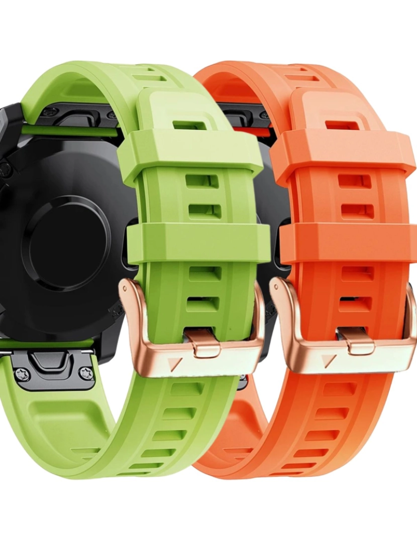 Antiimpacto! - Pack 2x bracelete Silicone fecho metal para Garmin Fenix 7S Pro Verde e Laranja