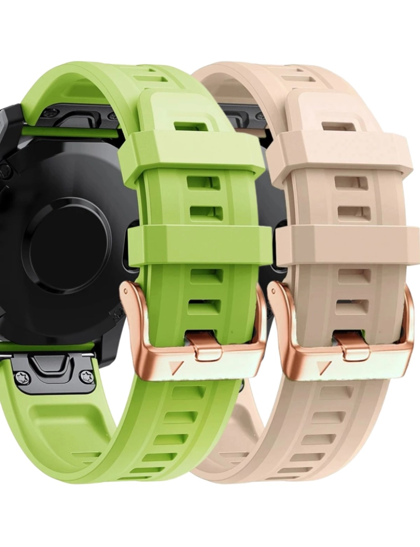 Antiimpacto! - Pack 2x bracelete Silicone fecho metal para Garmin Fenix 7S Verde e Damasco