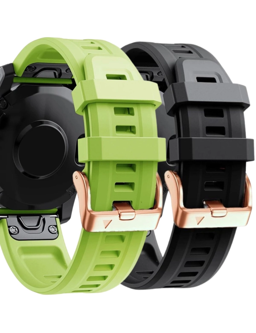 Antiimpacto! - Pack 2x bracelete Silicone fecho metal para Garmin Fenix 7S Verde e Preto