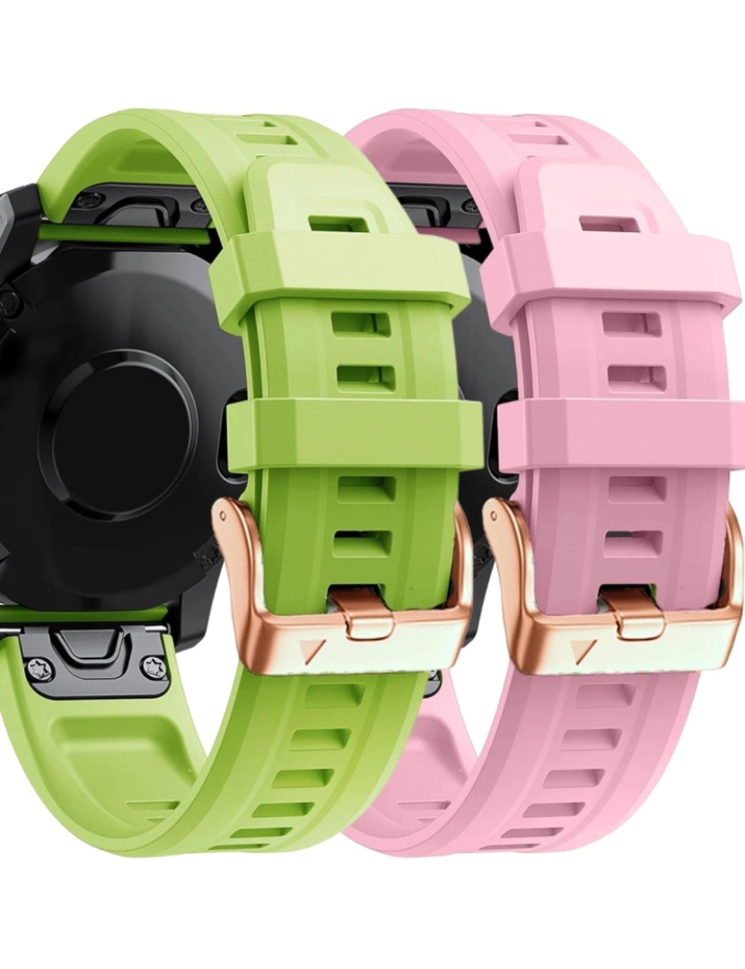 Antiimpacto! - Pack 2x bracelete Silicone fecho metal para Garmin Epix Pro 42mm (Gen 2) Verde e Rosa