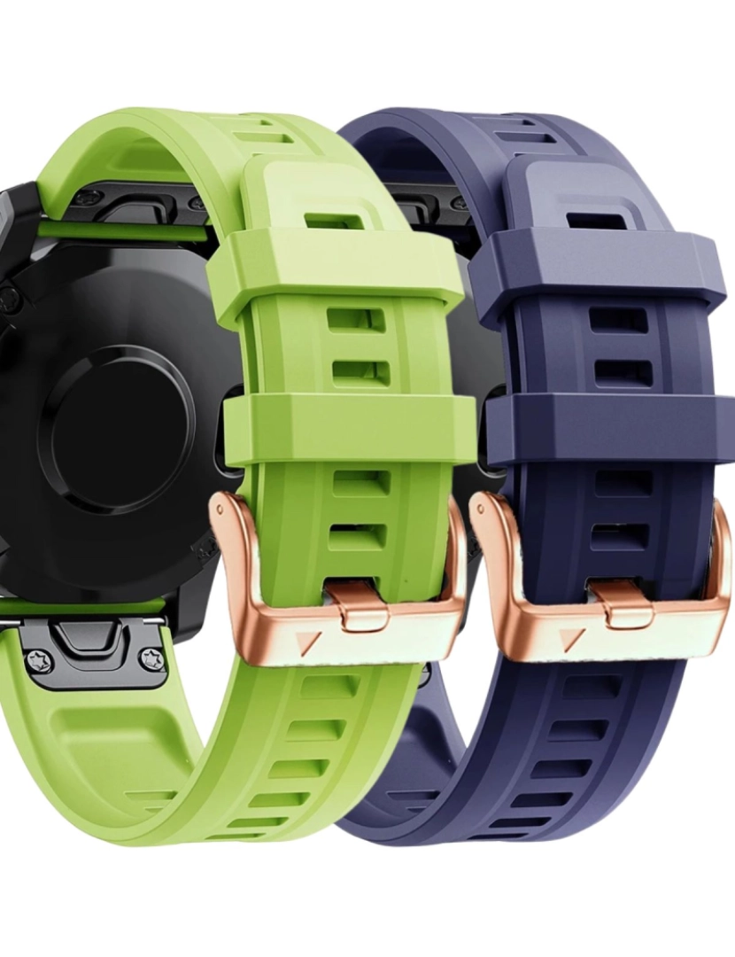 Antiimpacto! - Pack 2x bracelete Silicone fecho metal para Garmin Fenix 7S Pro Verde e Roxo