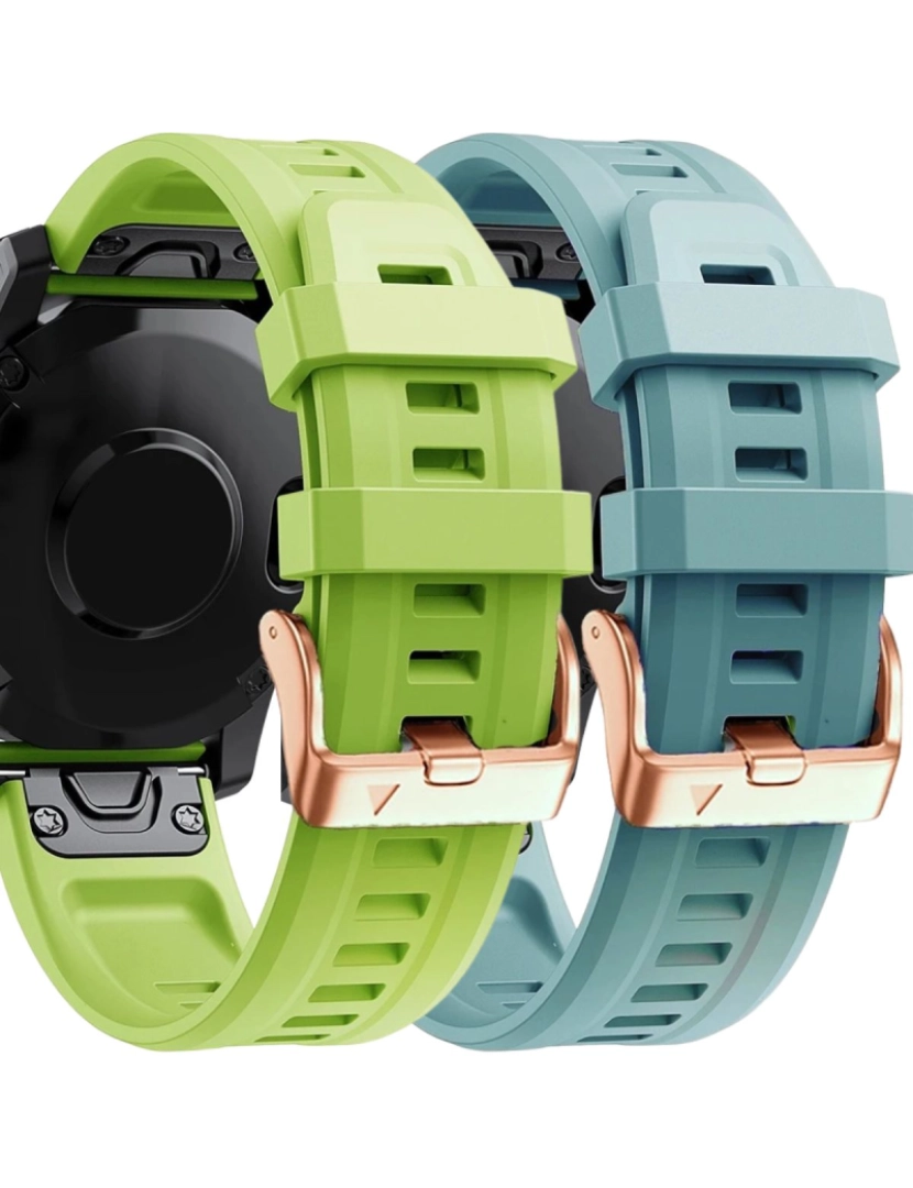 Antiimpacto! - Pack 2x bracelete Silicone fecho metal para Garmin Fenix 7S Verde e Turquesa