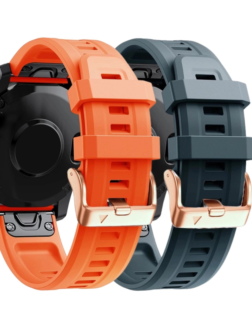 Antiimpacto! - Pack 2x bracelete Silicone fecho metal para Garmin Fenix 7S Pro Laranja e Azul escuro