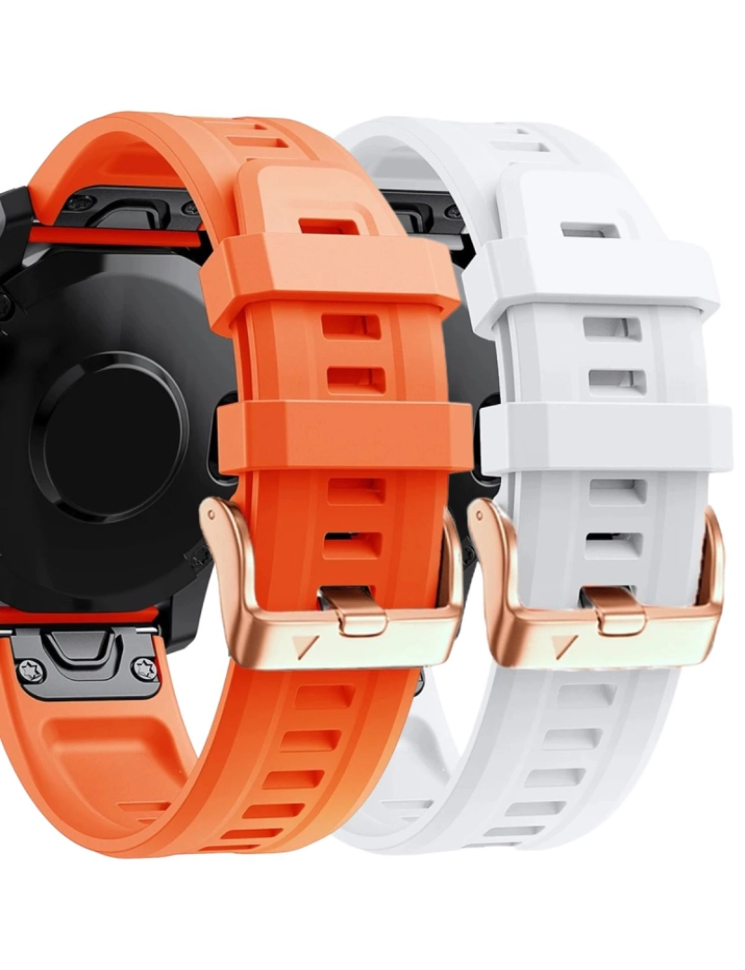 Antiimpacto! - Pack 2x bracelete Silicone fecho metal para Garmin Fenix 7S Pro Laranja e Branco