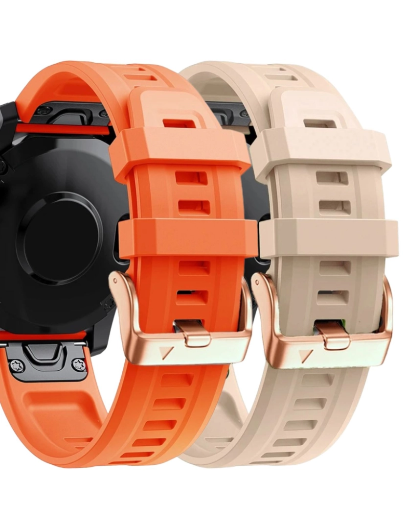 Antiimpacto! - Pack 2x bracelete Silicone fecho metal para Garmin Epix Pro 42mm (Gen 2) Laranja e Damasco