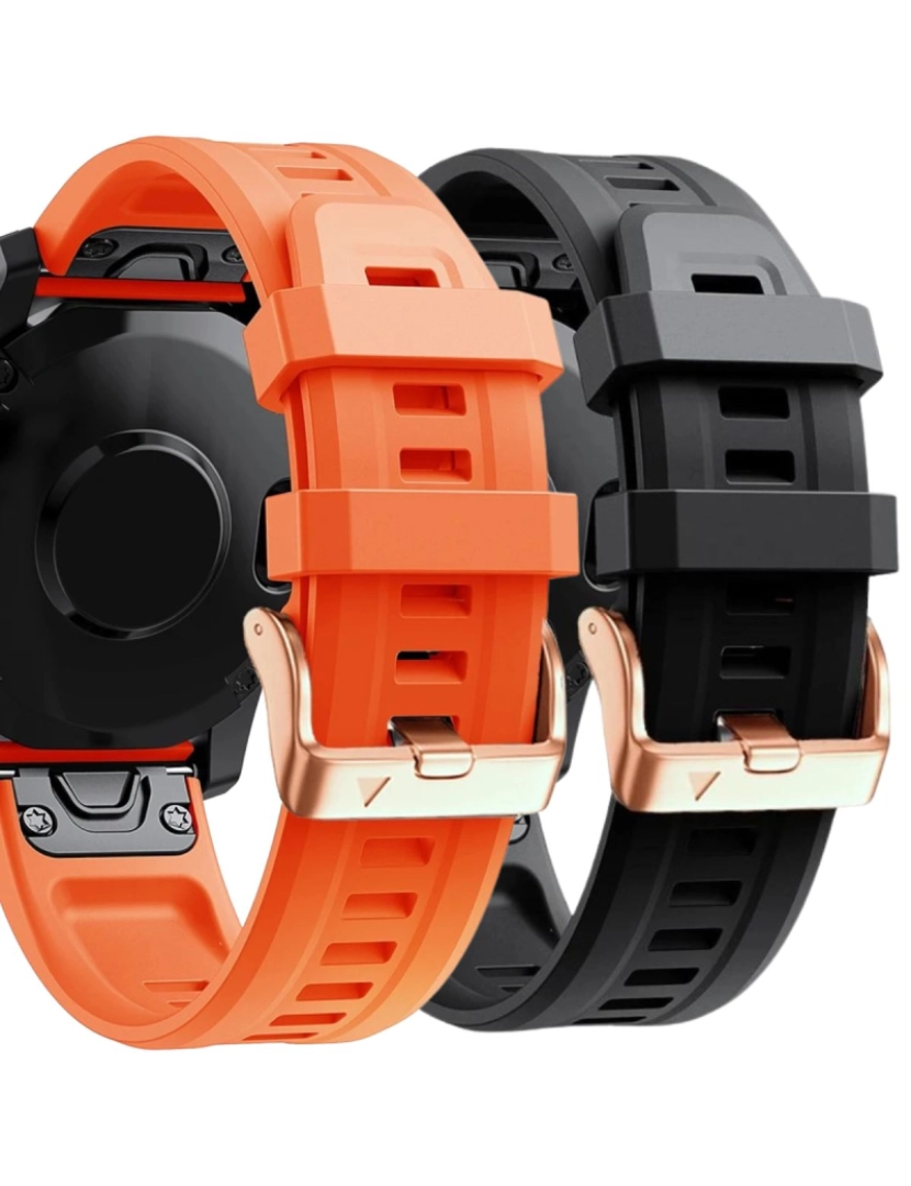 Antiimpacto! - Pack 2x bracelete Silicone fecho metal para Garmin Fenix 7S Pro Laranja e Preto