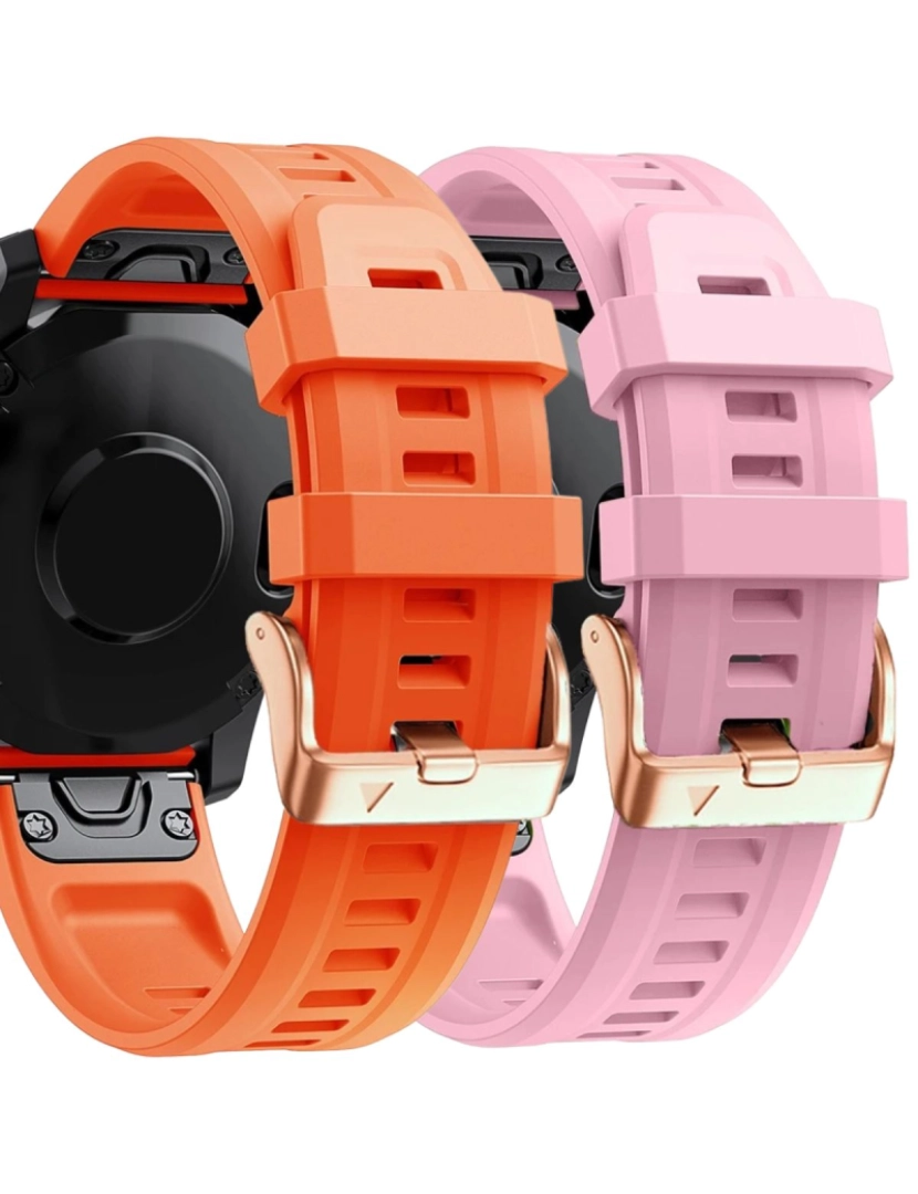 Antiimpacto! - Pack 2x bracelete Silicone fecho metal para Garmin Fenix 7S Laranja e Rosa