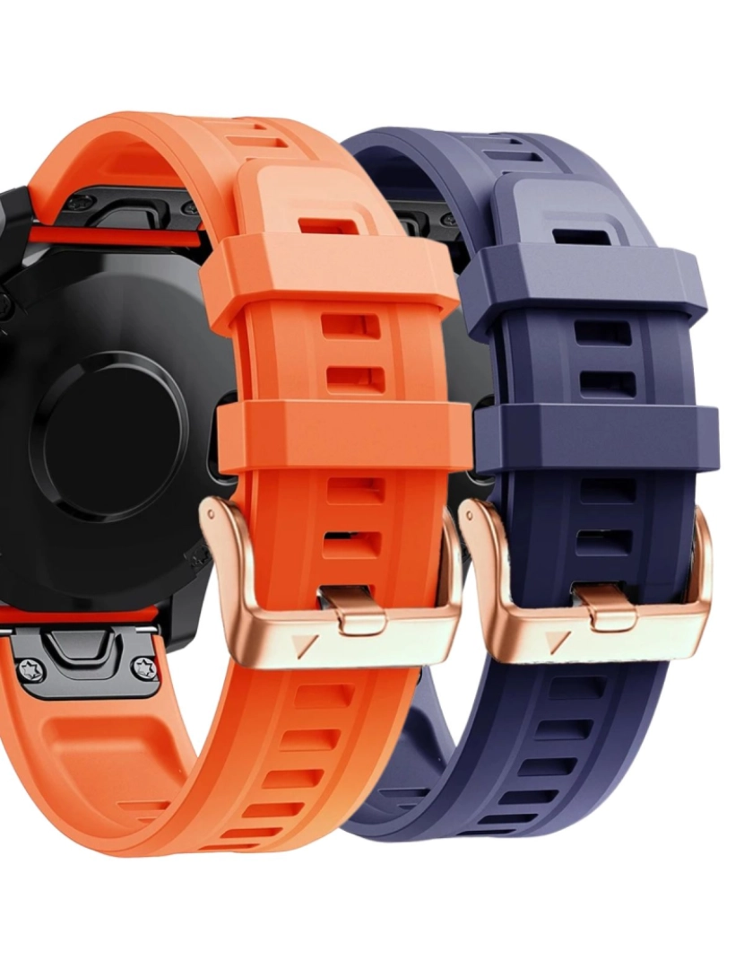 Antiimpacto! - Pack 2x bracelete Silicone fecho metal para Garmin Fenix 7S Laranja e Roxo