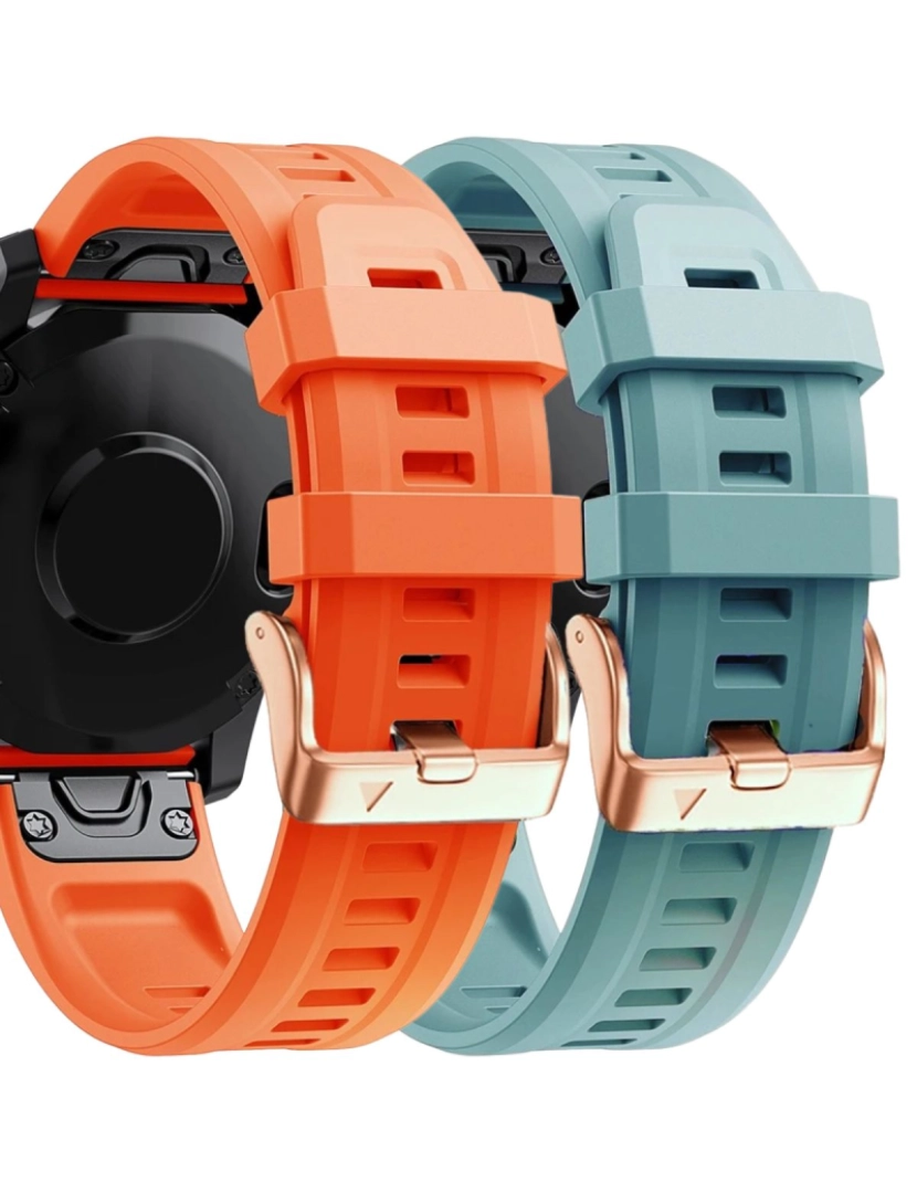 imagem de Pack 2x bracelete Silicone fecho metal para Garmin D2 Delta S Laranja e Turquesa1