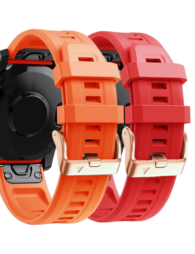 Antiimpacto! - Pack 2x bracelete Silicone fecho metal para Garmin Fenix 7S Pro Laranja e Vermelho