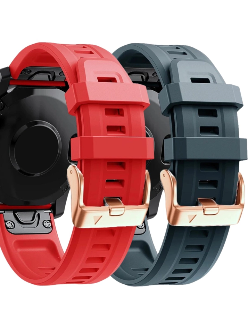 Antiimpacto! - Pack 2x bracelete Silicone fecho metal para Garmin Fenix 7S Pro Vermelho e Azul escuro