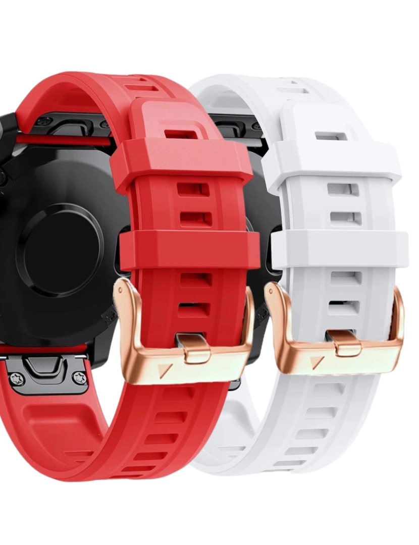 Antiimpacto! - Pack 2x bracelete Silicone fecho metal para Garmin Fenix 7S Vermelho e Branco