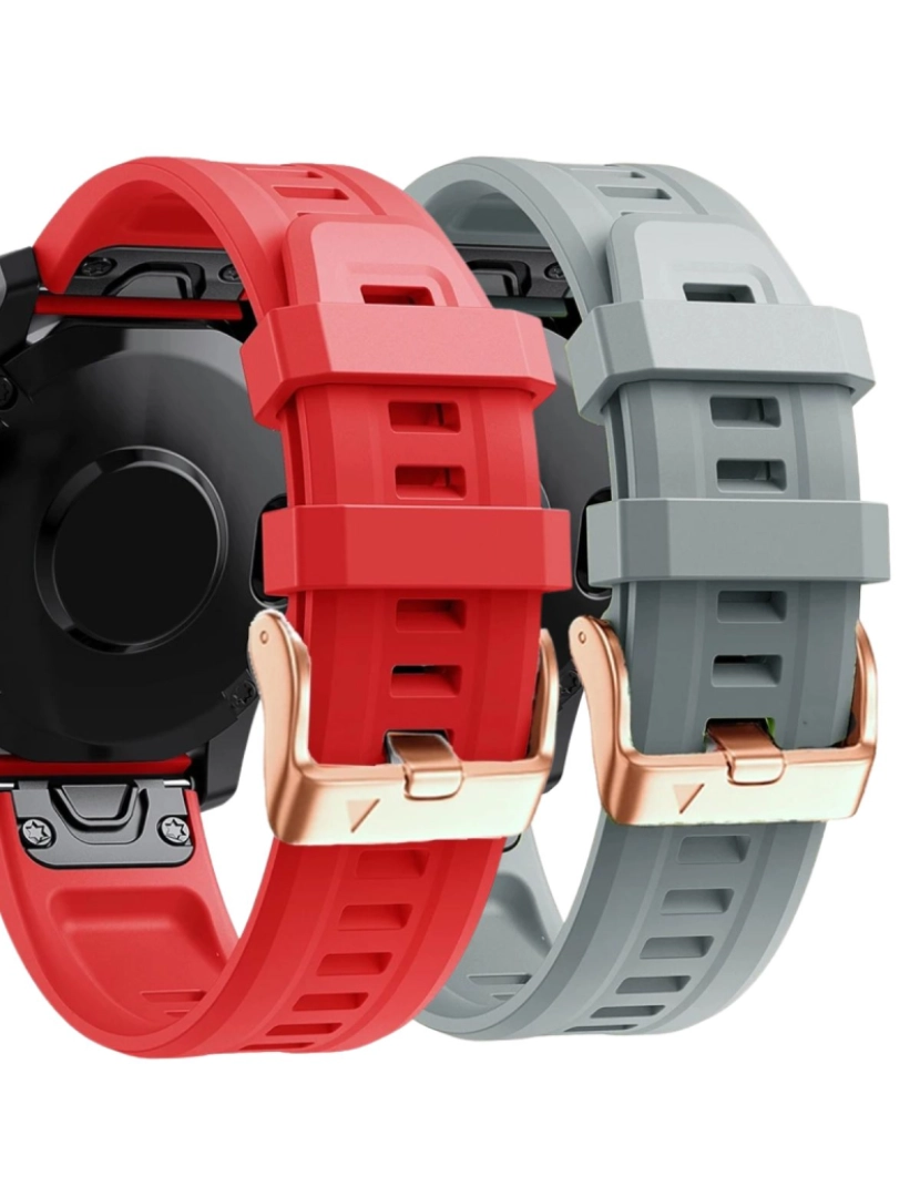 Antiimpacto! - Pack 2x bracelete Silicone fecho metal para Garmin Epix Pro 42mm (Gen 2) Vermelho e Cinzento