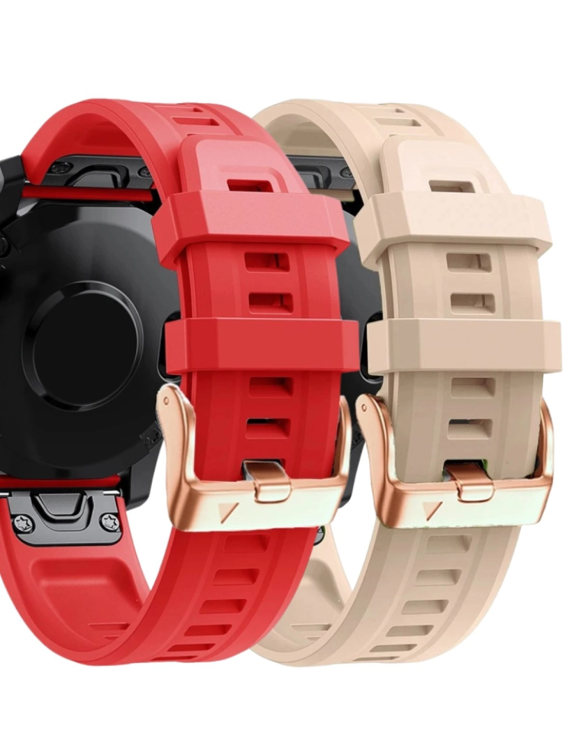 Antiimpacto! - Pack 2x bracelete Silicone fecho metal para Garmin Epix Pro 42mm (Gen 2) Vermelho e Damasco